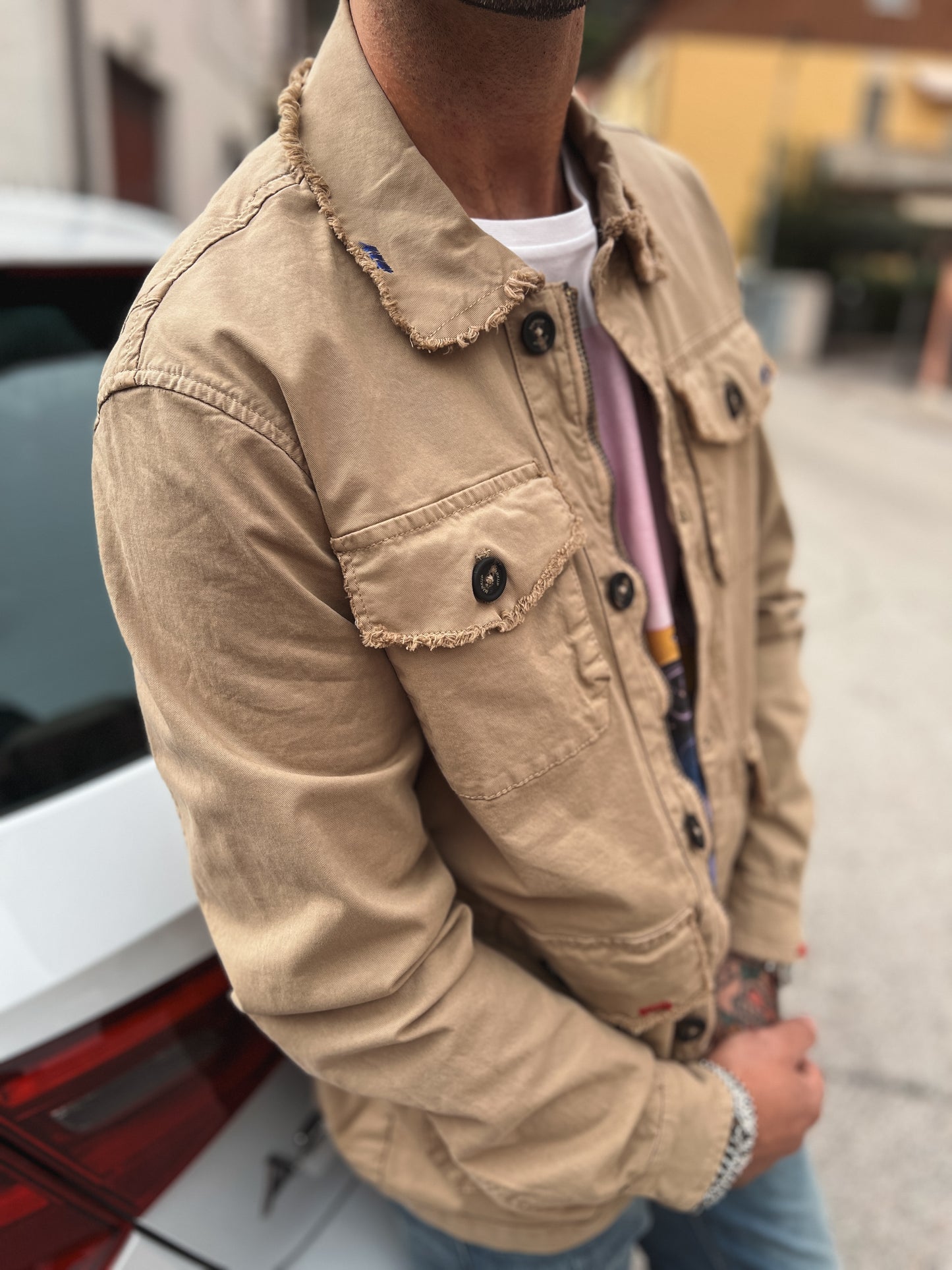 OVERSHIRT IN TWILL BEIGE MARKUP -  LOFT