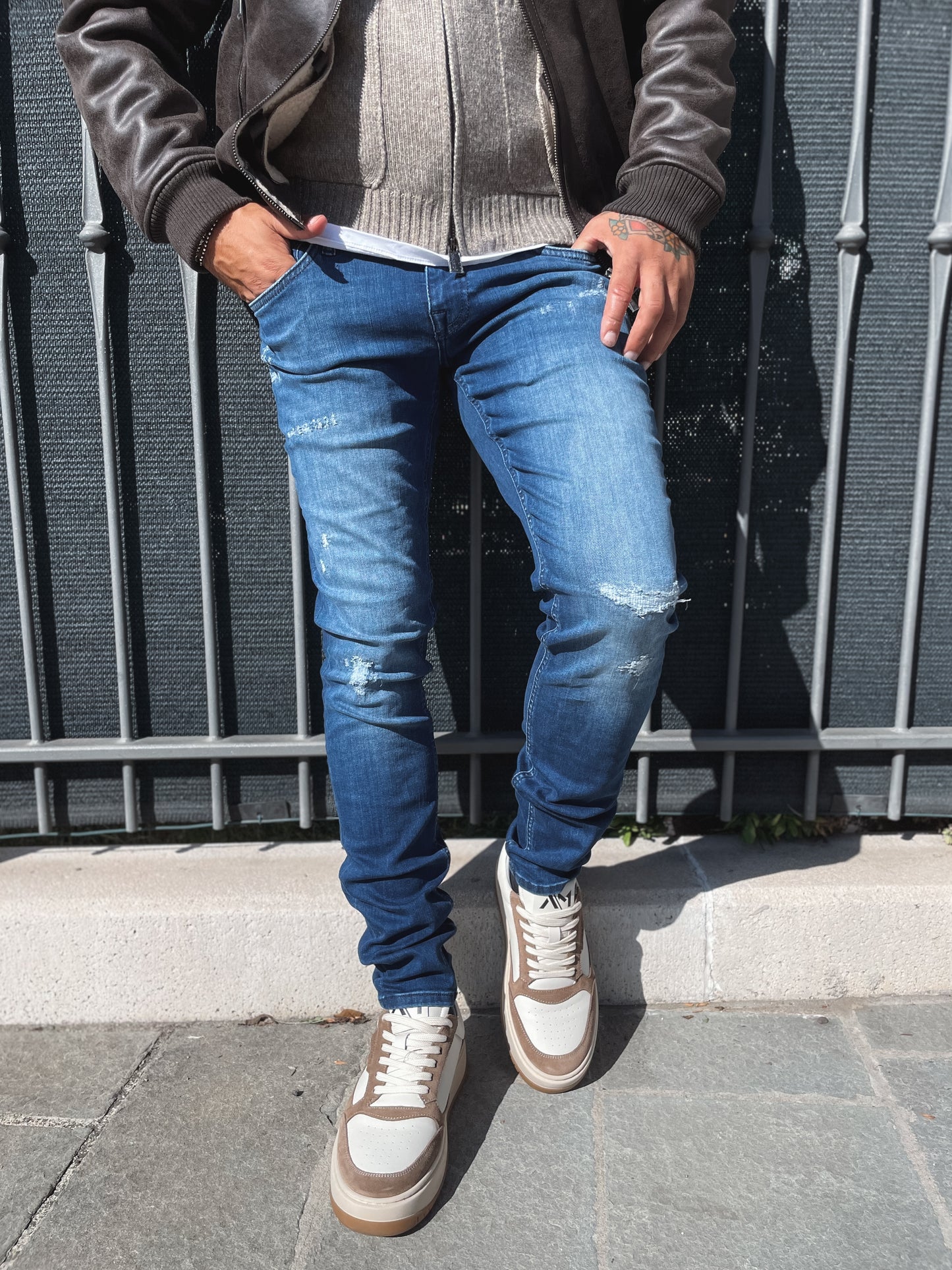 JEANS OZZY TAPERED FIT IN MID BLUE POWER STRETCH DENIM ANTONY MORATO