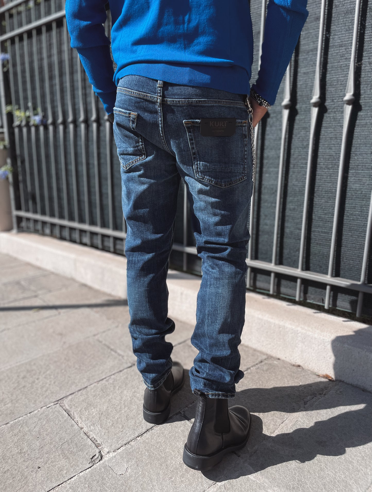 ANTONY MORATO JEANS "KURT" COMFORT TAPERED FIT DENIM CHIARO CON STRAPPI