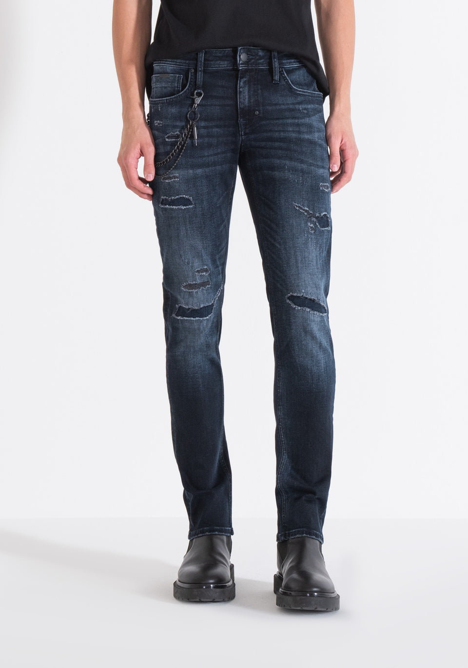 ANTONY MORATO JEANS "IGGY" TAPERED FIT IN DENIM BLU CON STRAPPI