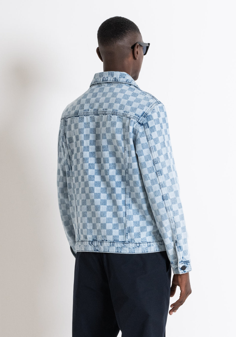 GIACCA OVER IN DENIM CON PATTERN DAMIER ANTONY MORATO