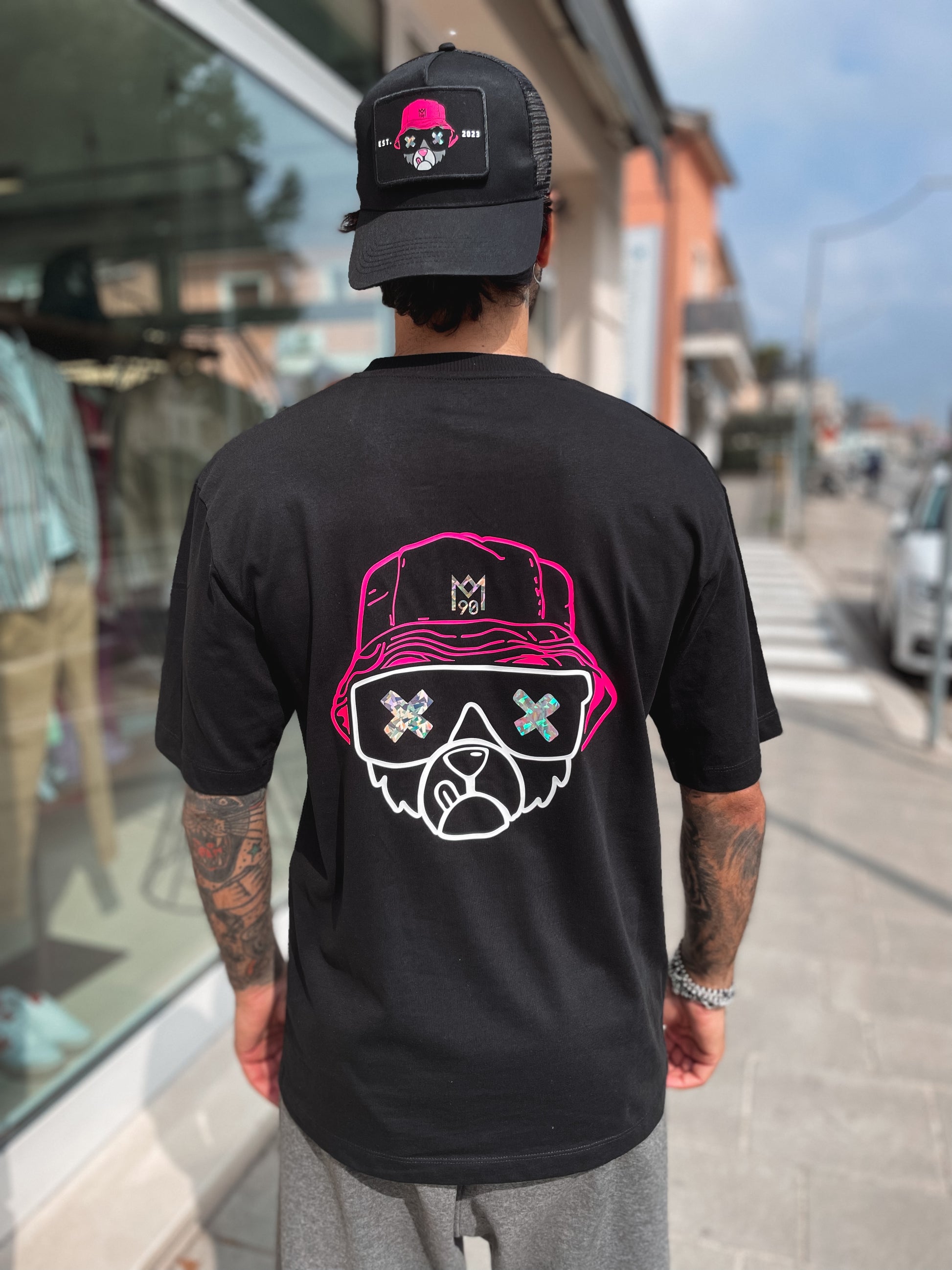 T-SHIRT M90 BLACK OVERSIZE FUCSIA -  LOFT