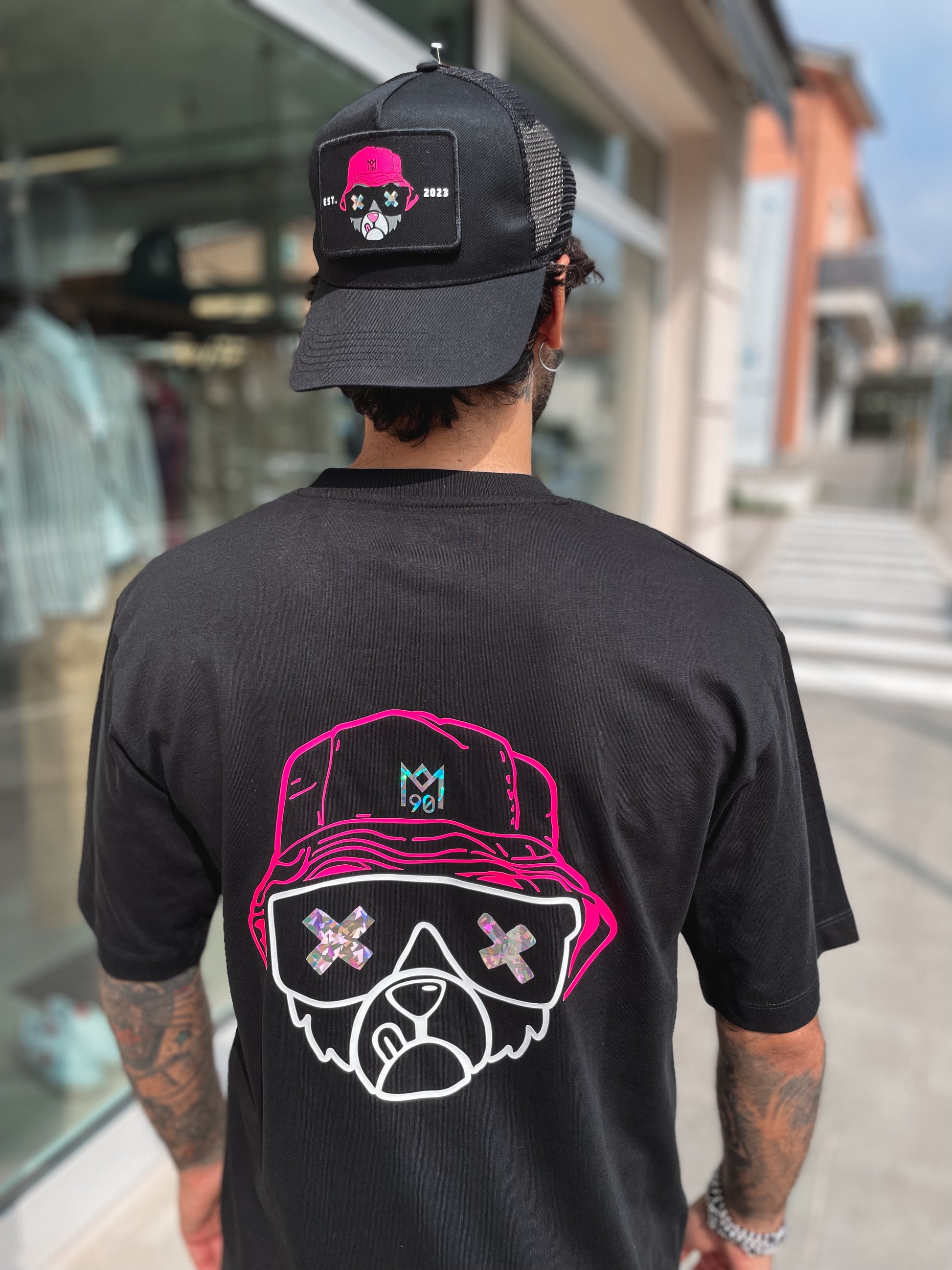 T-SHIRT M90 BLACK OVERSIZE FUCSIA -  LOFT