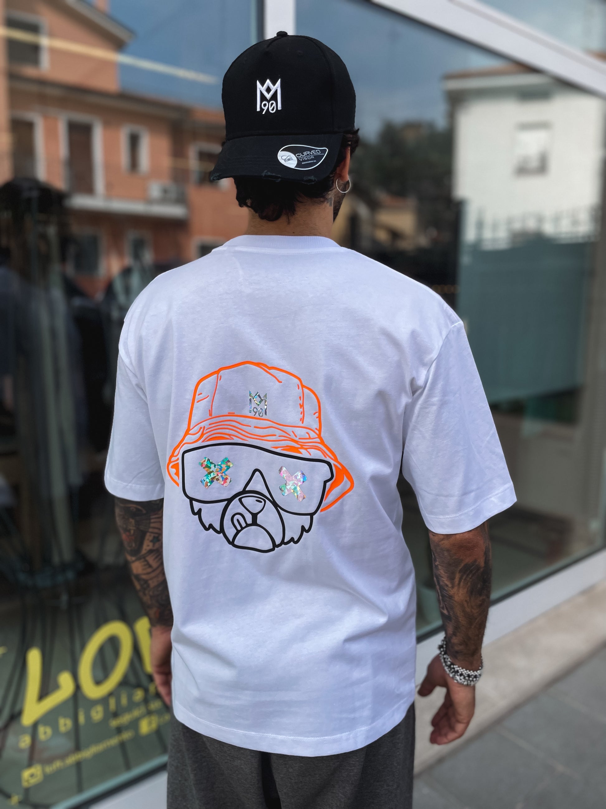 T-SHIRT M90 WHITE OVERSIZE ARANCIO -  LOFT